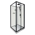 Душевая кабина Loranto 980x980x2040 без крыши, правосторонняя, белое заднее стекло, поддон 14 см, прозрачное стекло 4 мм, профиль черный (CS-3010TM/W-100R) CS-3010TM/W-100R