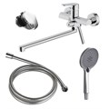 Смеситель для ванны Azario Alanti керамический картридж, длинный излив, с ручным душем, шланг 150 см, хром (AZ-K1732) AZ-K1732