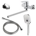 Смеситель для ванны Azario Conda керамический картридж, длинный излив, с ручным душем, шланг 150 см, хром (AZ-K1711) AZ-K1711
