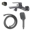 Смеситель для ванны Azario Conda с ручным душем, керамический картридж, шланг 150 см, графит (AZ-K3011GR) AZ-K3011GR