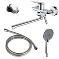 Смеситель для ванны Azario Lursy керамический картридж, длинный излив, с ручным душем, шланг 150 см, хром (AZ-K1749) AZ-K1749