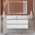Тумба с четырьмя ящиками и столешницей подвесная BelBagno KRAFT 120 Bianco Opaco, столешница KEP-120-2-CEM 1483451557