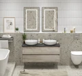 Тумба со столешницей и накладными раковинами подвесная BelBagno KRAFT 120 Rovere Galifax Bianco 202785