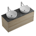 Тумба со столешницей и накладными раковинами подвесная BelBagno KRAFT 120 Rovere Nebrasca Nature 202784