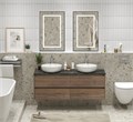 Тумба с четырьмя ящиками, столешницей и накладными раковинами подвесная BelBagno KRAFT 140 Rovere Tabacco 202777