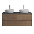 Тумба с четырьмя ящиками, столешницей и накладными раковинами подвесная BelBagno KRAFT 120 Rovere Tabacco 202773