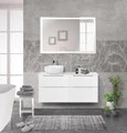 Тумба со столешницей и накладной раковиной подвесная BelBagno ETNA-H60 120 Bianco Lucido, раковина слева 200318