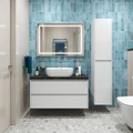 Тумба со столешницей и накладной раковиной подвесная BelBagno KRAFT 100 Bianco Opaco 194852