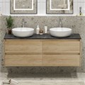 Тумба с четырьмя ящиками, столешницей и накладными раковинами подвесная BelBagno KRAFT 140 Rovere Nebrasca Nature 202778
