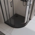 TRAY-MR-UNO-R-90-550-35-NERO-NO Поддон из искусственного мрамора в комплекте с сифоном с чёрной матовой декоративной накладкой, чёрный TRAY-MR-UNO-R-90-550-35-NERO-NO