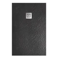TRAY-MR-UNO-AH-120/80-35-NERO-CR Поддон из искусственного мрамора в комплекте с сифоном с декоративной накладкой (хром), чёрный TRAY-MR-UNO-AH-120/80-35-NERO-CR