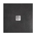 TRAY-MR-UNO-A-90-35-NERO-CR Поддон из искусственного мрамора в комплекте с сифоном с декоративной накладкой (хром), чёрный TRAY-MR-UNO-A-90-35-NERO-CR