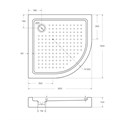 TRAY-A-R-90-550-15-W-W0 Акриловый поддон без сифона TRAY-A-R-90-550-15-W-W0