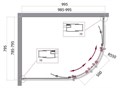 UNO-195-RH-2-100/80-C-Cr Душевой уголок UNO-195-RH-2-100/80-C-Cr