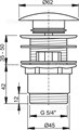 A390 Водослив для умывальника click/clack 5/4", цельнометаллический с большой заглушкой A390