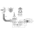 E055 Сифон АНИ для ванны с выпуском и переливом плоский 1 1/2 с гибкой трубой 40х50  (30шт) E055