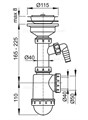 A446P Ø50/40 Сифон для мойки с нержавеющей peшeткой Ø115 и подводкой A446P-DN50/40