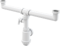 A448P Сифон для сдвоенной мойки с накидными гайками 6/4" и подводкой A448P-DN50/40