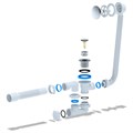 EC255S Сифон Ани для ванны клик-клак регулируемый с вып. и переливом с  г/т  375х40/50, (сетка) (15шт) EC255S