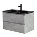 Тумба с раковиной подвесная BelBagno ALBANO 80 Cemento Verona Grigio, раковина чёрная ALBANO-800-2C-SO-CVG;BB800/455-LV-ART-ALR-NERO