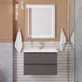 Тумба с раковиной подвесная BelBagno KRAFT 75 Темно-Серый Матовый, раковина CZR-8070-75 KRAFT-750-2C-SO-GSO;CZR-8070-75