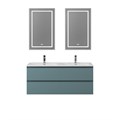 Тумба с четырьмя ящиками и раковиной на две чаши подвесная BelBagno KRAFT 120 Голубой Матовый, раковина BB1200-2-ETL KRAFT-1200-4C-SO-AO;BB1200-2-ETL