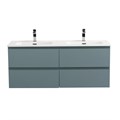 Тумба с четырьмя ящиками и раковиной на две чаши подвесная BelBagno KRAFT 120 Голубой Матовый, раковина BB1200-2-ETL KRAFT-1200-4C-SO-AO;BB1200-2-ETL