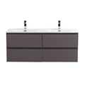 Тумба с четырьмя ящиками и раковиной на две чаши подвесная BelBagno KRAFT 120 Темно-Серый Матовый, раковина BB-8099-120-2 KRAFT-1200-4C-SO-GSO;BB-8099-120-2