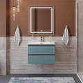 Тумба с раковиной подвесная BelBagno KRAFT 39 70 Голубой Матовый, раковина BB-8099-3-70 KRAFT 39-700/390-2C-SO-AO;BB-8099-3-70