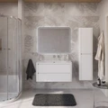 Тумба с раковиной подвесная CEZARES РЕЛАКС (RELAX) 100 Bianco Lucido, раковина белая без отверстия под смеситель RELAX-1000-2C-SO-BL;CZR-1000/480-LV-MR-NV-W0