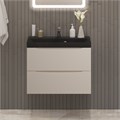 Тумба с раковиной подвесная BelBagno MARINO 70 Crema Opaco, раковина чёрная BB700/450-LV-ART-AST-NERO MARINO-700-2C-SO-CO-P;BB700/450-LV-ART-AST-NERO
