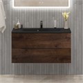Тумба с раковиной подвесная BelBagno MARINO 100 Rovere Moro, раковина чёрная BB1000/445-LV-ART-PR-NERO MARINO-1000-2C-SO-RW-P;BB1000/445-LV-ART-PR-NERO