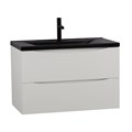 Тумба с раковиной подвесная BelBagno MARINO 80 Bianco Opaco , раковина чёрная BB800/450-LV-ART-PR-NERO MARINO-800-2C-SO-BO-P;BB800/450-LV-ART-PR-NERO