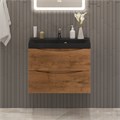 Тумба с раковиной подвесная BelBagno MARINO 60 Rovere Nature, раковина чёрная BB600/450-LV-ART-AST-NERO MARINO-600-2C-SO-RN-P;BB600/450-LV-ART-AST-NERO