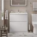 Тумба с раковиной напольная BelBagno KRAFT 39 80 Bianco Opaco, раковина белая BB-8099-3-80 KRAFT39-800/390-2C-PIA-BO;BB-8099-3-80