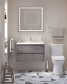 Тумба с раковиной подвесная BelBagno KRAFT 39 80 Cemento Grigio, раковина белая BB-8099-3-80 KRAFT 39-800/390-2C-SO-CG;BB-8099-3-80