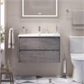 Тумба с раковиной подвесная BelBagno KRAFT 39 80 Cemento Grigio, раковина белая BB-8099-3-80 KRAFT 39-800/390-2C-SO-CG;BB-8099-3-80