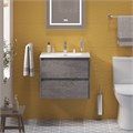 Тумба с раковиной подвесная BelBagno KRAFT 39 60 Cemento Grigio, раковина белая BB-8099-3-60 KRAFT 39-600/390-2C-SO-CG;BB-8099-3-60