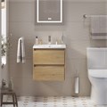 Тумба с раковиной подвесная BelBagno KRAFT 39 50 Rovere Nebrasca Nature, раковина белая BB-8099-3-50 KRAFT 39-500/390-2C-SO-RNN;BB-8099-3-50