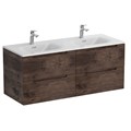 Тумба с раковиной на две чаши подвесная BelBagno ETNA 120 Rovere Moro, раковина белая BB-8099-120-2 ETNA-1200-4C-SO-2-RW;BB-8099-120-2
