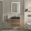 Тумба с раковиной подвесная BelBagno AURORA 70 Rovere Tabacco, раковина чёрная AURORA-700-2C-SO-RT;BB700/450-LV-ART-AST-NERO