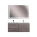 Тумба с четырьмя ящиками и раковиной на две чаши подвесная BelBagno KRAFT 120 Cemento Grigio , раковина белая KRAFT-1200-4C-SO-2-CG;BB1200-2-ETL