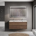 Тумба с раковиной на две чаши подвесная BelBagno KRAFT 120 Rovere Tabacco , раковина белая KRAFT-1200-2C-SO-2-RT;BB1200-2-ETL