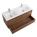 Тумба с раковиной на две чаши подвесная BelBagno KRAFT 120 Rovere Tabacco , раковина белая KRAFT-1200-2C-SO-2-RT;BB1200-2-ETL