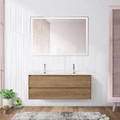 Тумба с раковиной на две чаши подвесная BelBagno KRAFT 120 Rovere Nebrasca Nature , раковина белая KRAFT-1200-2C-SO-2-RNN;BB1200-2-ETL