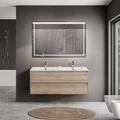 Тумба с раковиной на две чаши подвесная BelBagno KRAFT 120 Rovere Galifax Bianco , раковина белая KRAFT-1200-2C-SO-2-RGB;BB1200-2-ETL