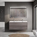 Тумба с раковиной на две чаши подвесная BelBagno KRAFT 120 Cemento Grigio , раковина белая KRAFT-1200-2C-SO-2-CG;BB1200-2-ETL