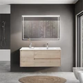 Тумба с раковиной подвесная с двумя ящиками и одной дверцей BelBagno KRAFT 120 Rovere Galifax Bianco правая, раковина белая KRAFT-1200-2C-1A-SO-RGB-R;BB1200ETL-R