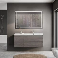 Тумба с раковиной подвесная с двумя ящиками и одной дверцей BelBagno KRAFT 120 Cemento Grigio правая, раковина белая KRAFT-1200-2C-1A-SO-CG-R;BB1200ETL-R