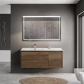 Тумба с раковиной подвесная с двумя ящиками и одной дверцей BelBagno KRAFT 120 Rovere Tabacco левая, раковина белая KRAFT-1200-2C-1A-SO-RT-L;BB1200ETL-L